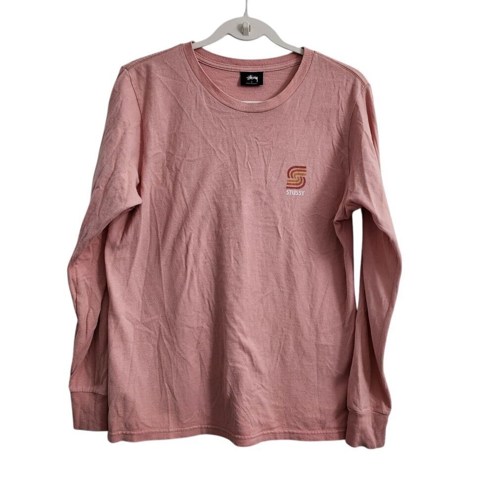 Stussy Top Small Pink Longsleeve Shirt‎ Pullover Outdoor Logo Unisex Adult